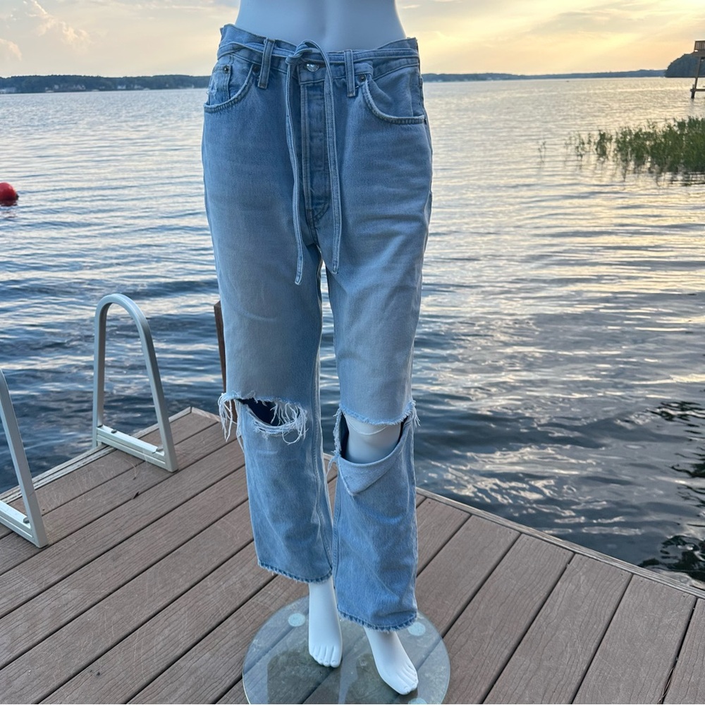 Re/Done distressed wide leg jeans • size 28